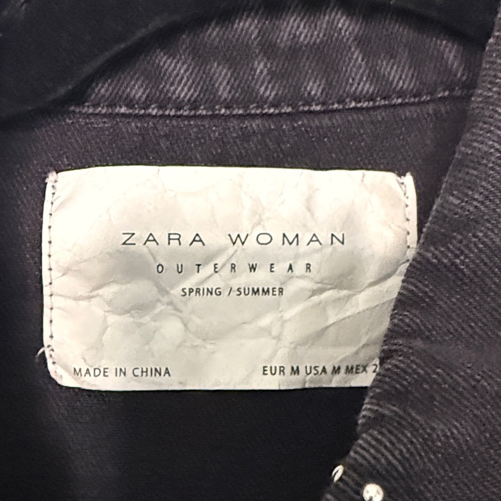 Zara Black Studded Fringe Jean Jacket - Picture 2 of 8